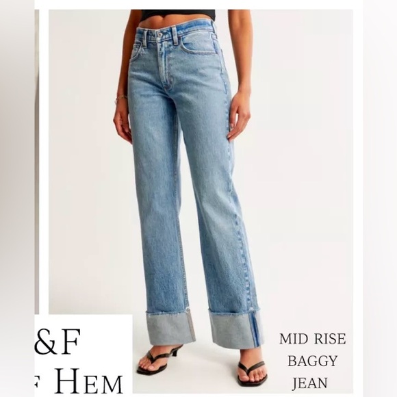 Abercrombie & Fitch Mid Rise Baggy Jean with cuffed hem - Picture 2 of 6